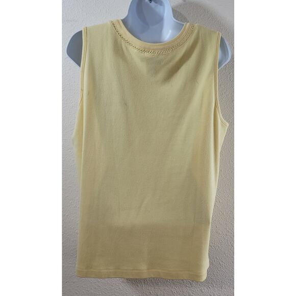 Napa Valley Yellow Round Neck Crochet Detail Sleeveless Top Large Lightweight - Picture 3 of 5